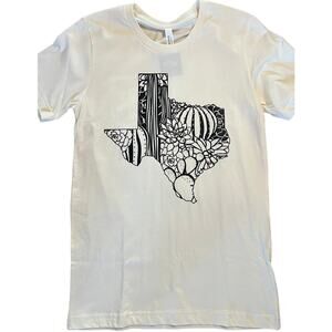 Texas Cactus Shirt on Natural Color Tee Size Small, Unisex NEW